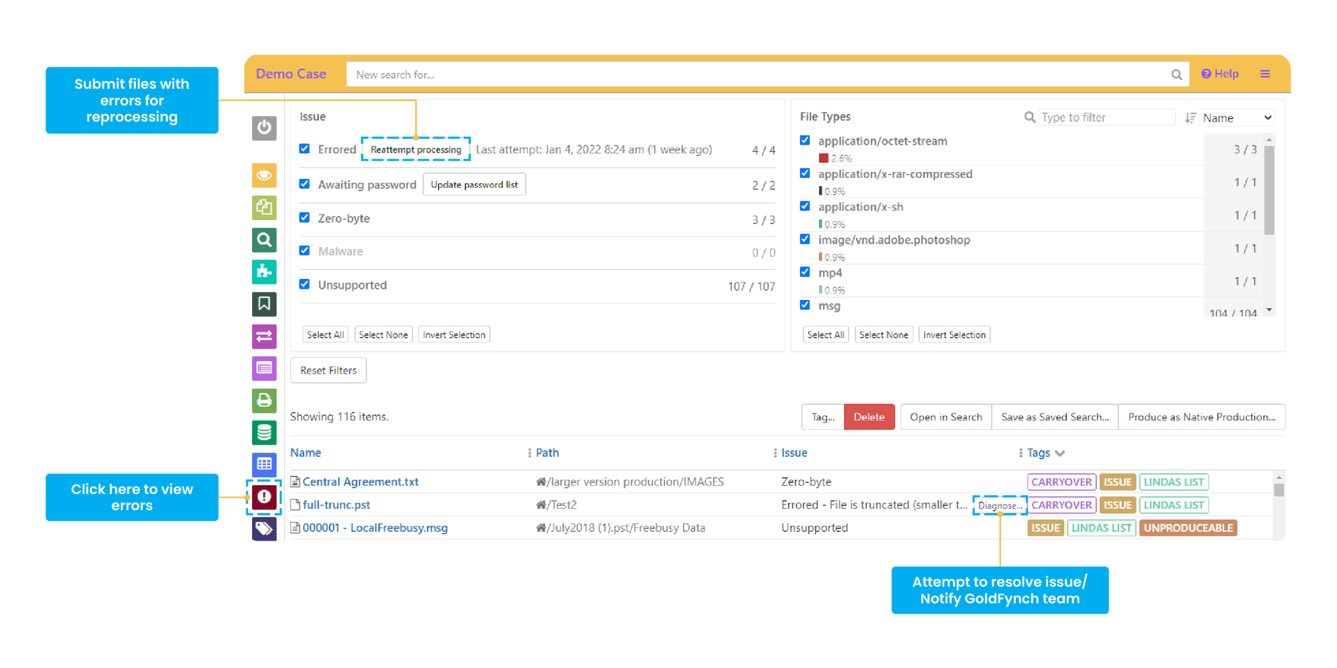 Resolve errors with the issue view