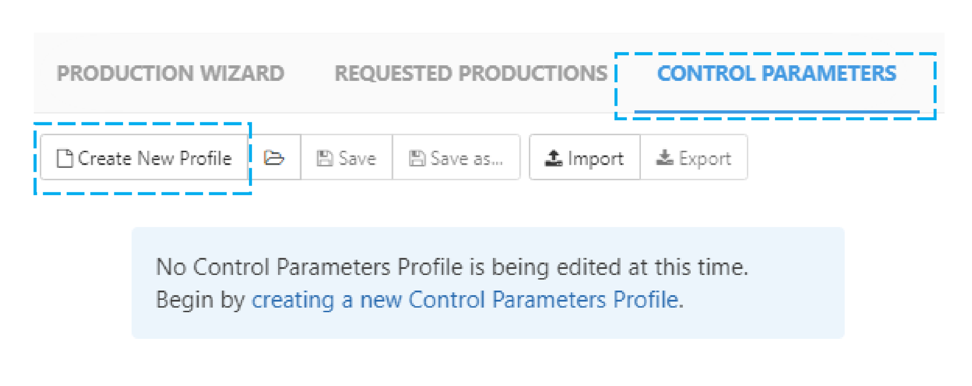 Control Parameter profiles