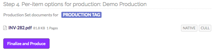 Step 4. Per-item options for production: