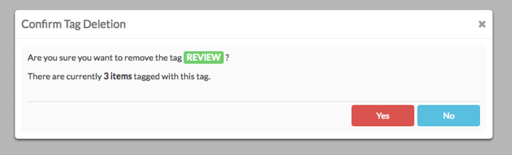 Tag Deletion Confirmation