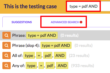 type 'AND' and click on the Advanced Search tab