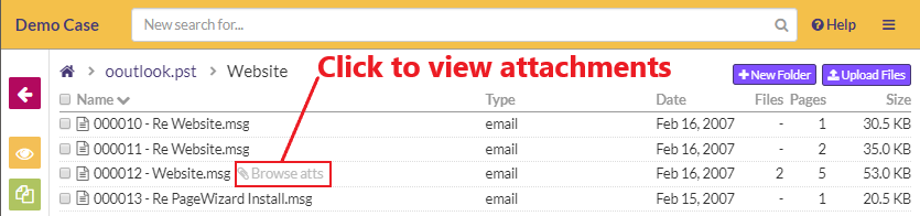 click on Browse atts to view the file's attachments