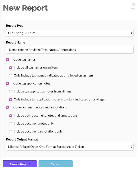 GoldFynch now gives you many more options related to tags and notes while you are generating reports