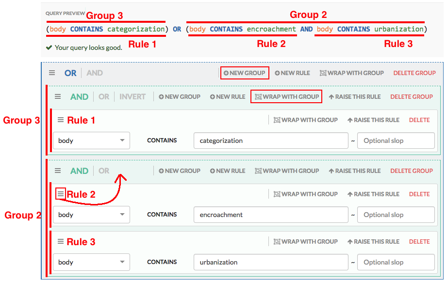 Creating new groups and relocating rules