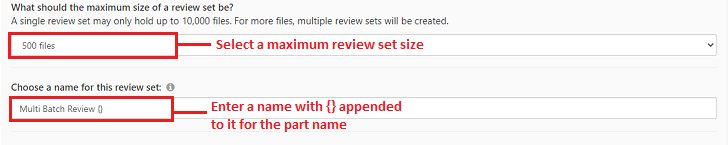 Creating a multi part review set