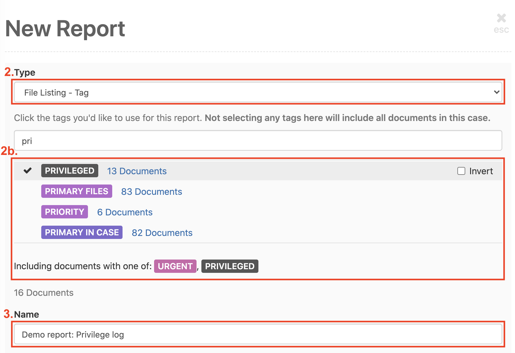 Create New Privilege Log