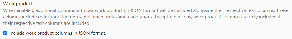 Include Work Product Data in JSON format