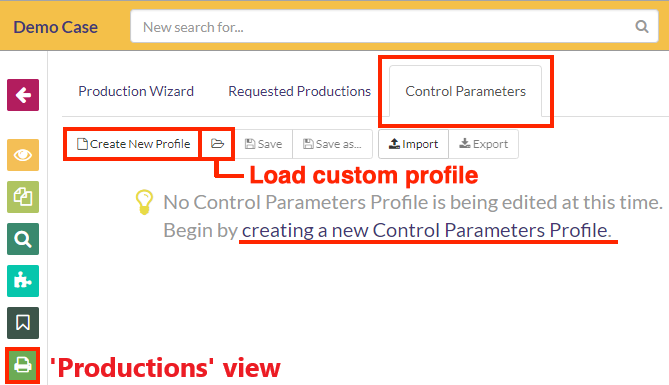 Navigate to the Control Parameters tab