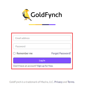 Default GoldFynch login page