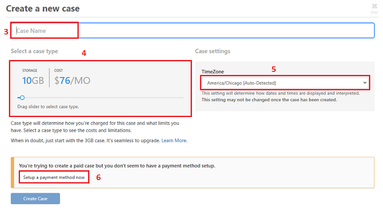 Case creation screen popular plan