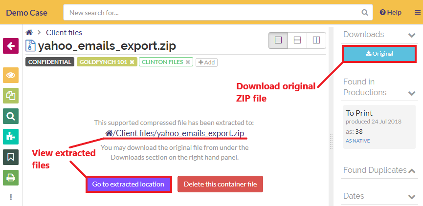 Click on the link in the Docs view to go to the child files