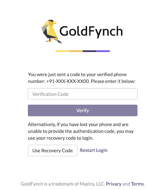 Enter your verification code into the box and click on Verify