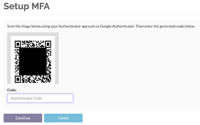 After installation of the authenticator application Scan the generated QR Code