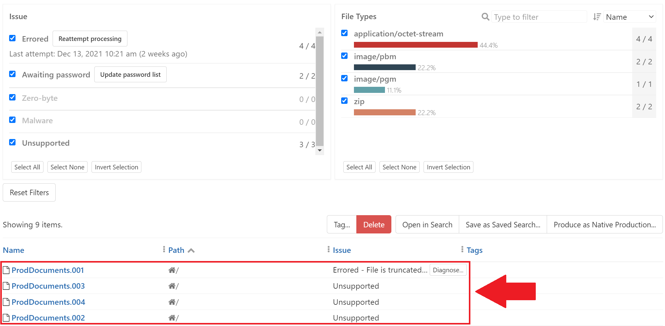 Multi-part zip with errors