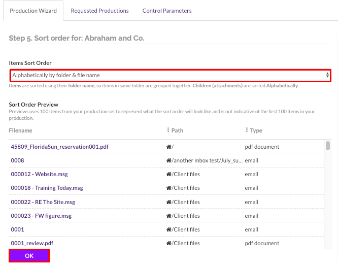 Click on the drop-down box to choose a type of sorting