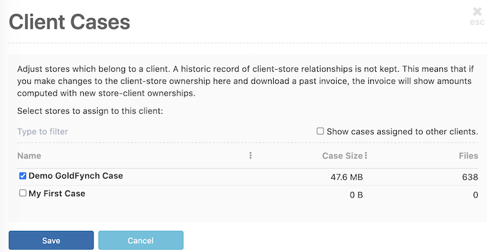 Choose cases to assign to a client