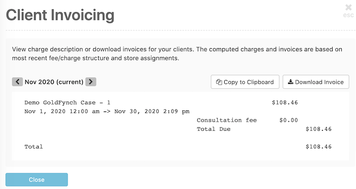 View and download client invoices