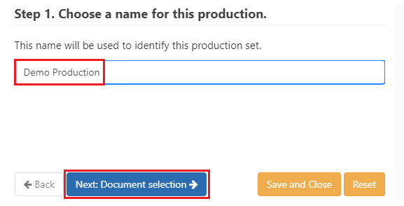 Choose production name