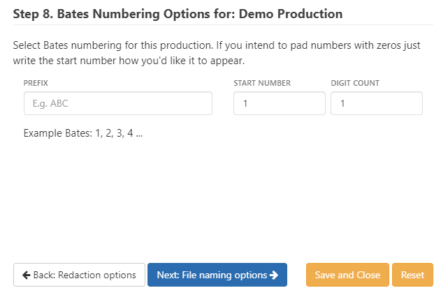 Select Bates numbers