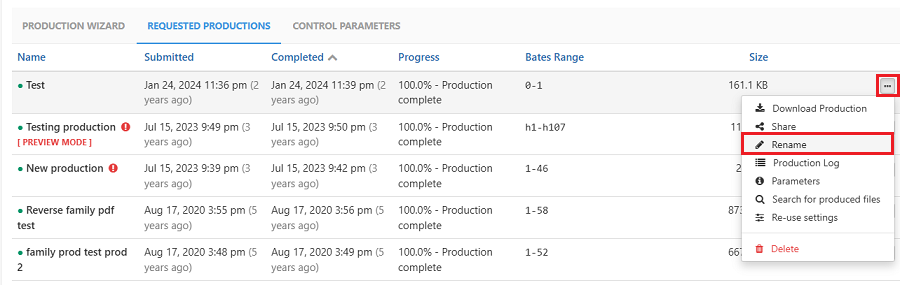 Rename option in popup menu