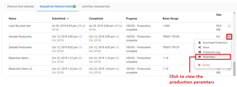 Requested Production List