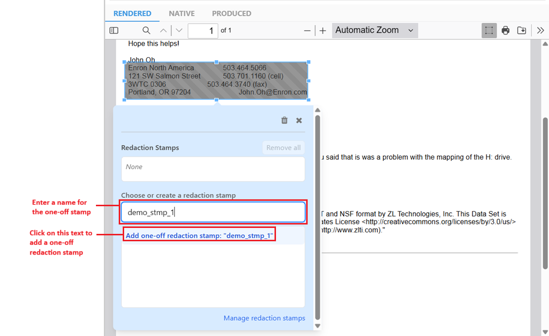 Add on-the-fly redaction stamp