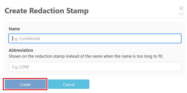 Create a new redaction stamp
