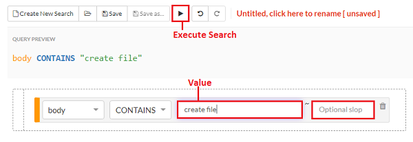 Enter search term and slop value