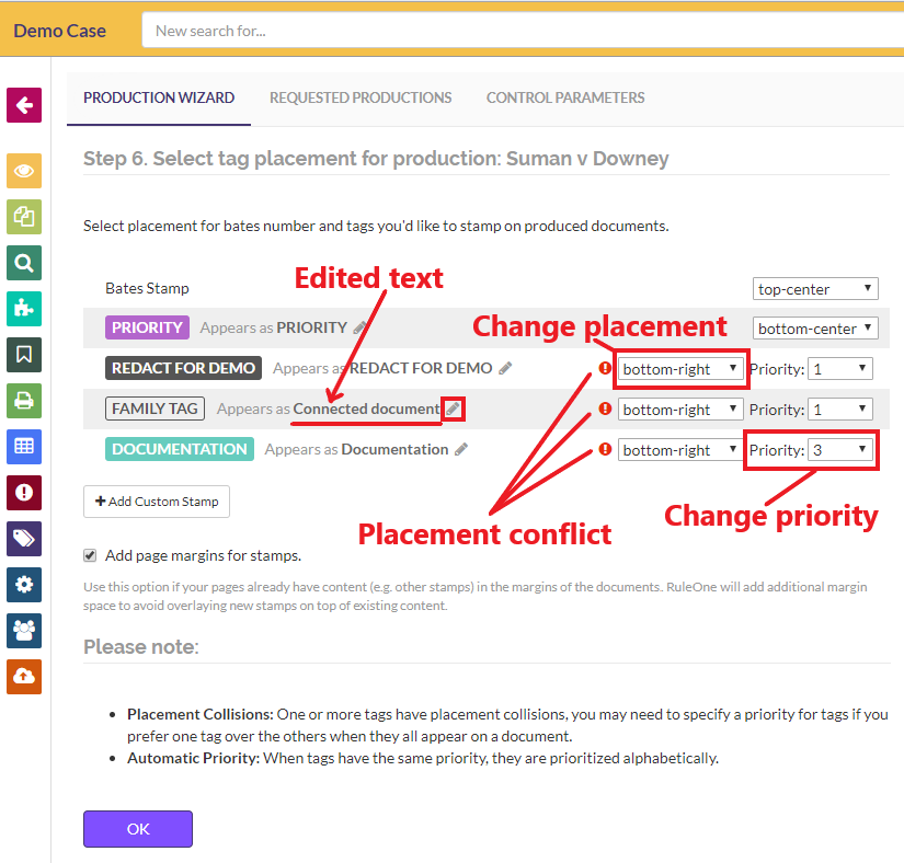 Custom stamping of documents in your production GoldFynch