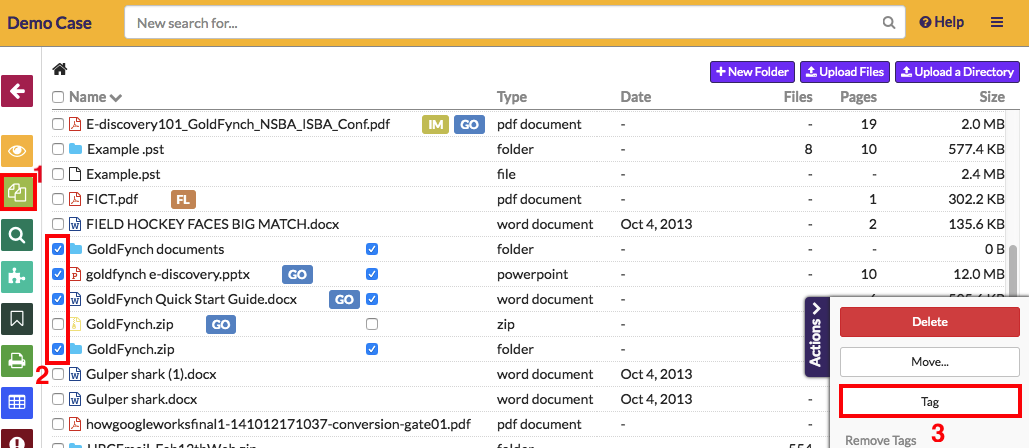 Adding, removing and reviewing tags - GoldFynch Documentation