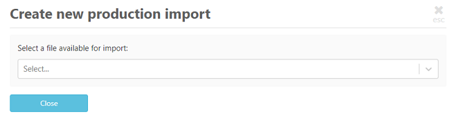 Select production import file from the drop-down