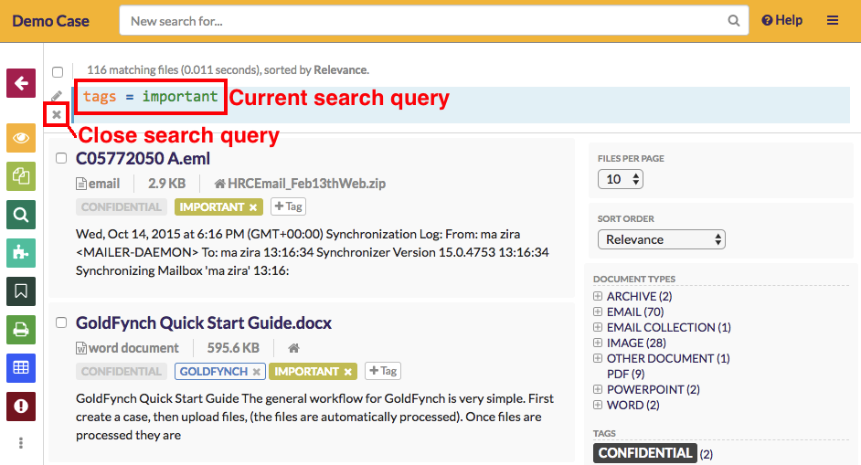 Removing existing search query