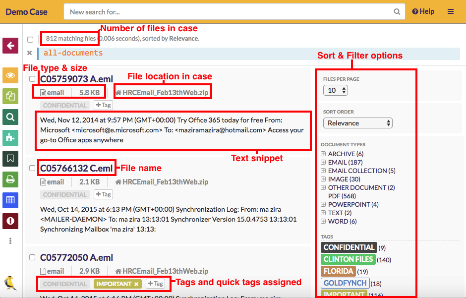 Viewing files from the Search view