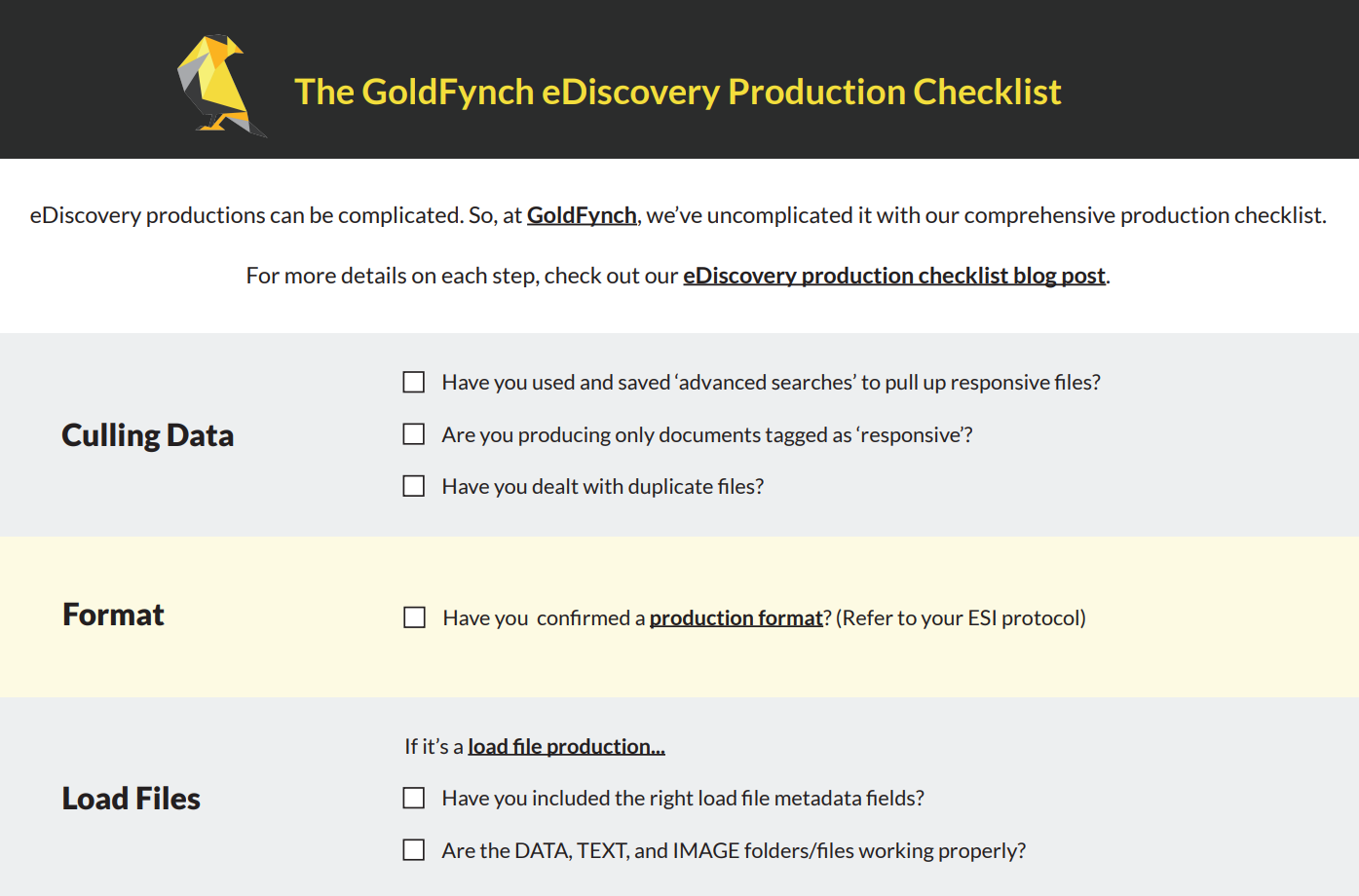 Production Checklist